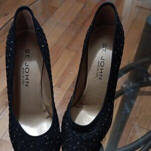 St. John Elegant Black Studded Heels